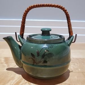 Rare Custom Design Japanese Clay Green Teapot